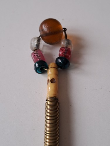 Antique bone lace bobbin with - lace,