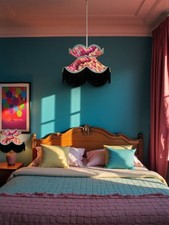 Hot pink feather fabric table