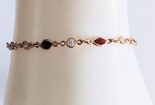 Stunning 9k Gold Real Dark Garnet Gemstone and Zirconia Bracelet.