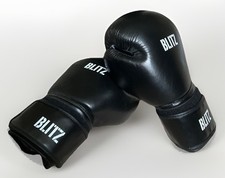 BLITZ BOXING GLOVES SPARRING TRAINING BLACK 12oz ADULT SIZE 9 6 VGC