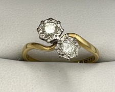18ct Gold & Diamond Twin Stone Ring.  Size N 0.4 Carats. 2.95 Grams London 1975