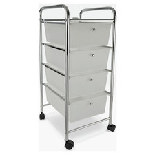 Habitat 4 Drawer Bathroom Storage Unit White Frosted Plastic with Wheels 