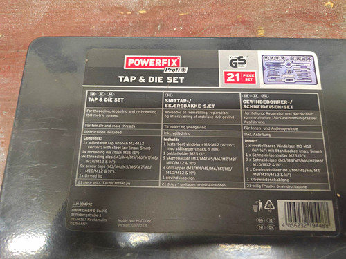 Powerfix tap die set 21 - tap, &