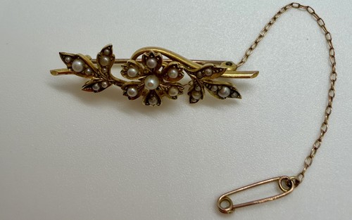 15ct gold seed pearl brooch - seed,