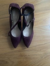 M&S stiletto Heel Mary Jane Court Shoes  Burgundy Faux Suede Size UK 7