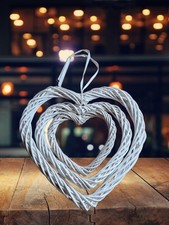 White Wicker Heart Hanging Decoration – Rustic Wedding, Home or Valentine’s Gift
