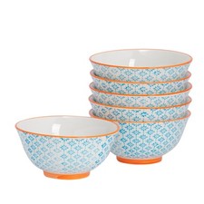 6x Hand-Printed Cereal Bowls