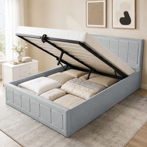 Luxury grey fabric divan - fabric,