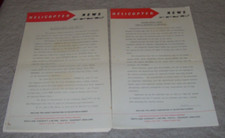 Two WESTLAND HELICOPTER NEWS PRESS RELEASES TURBINE FLEET 1961/1962