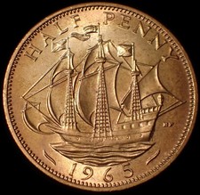 UK Half Penny 1965 Elizabeth