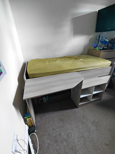 Grey wood mid sleeper - wood, single
