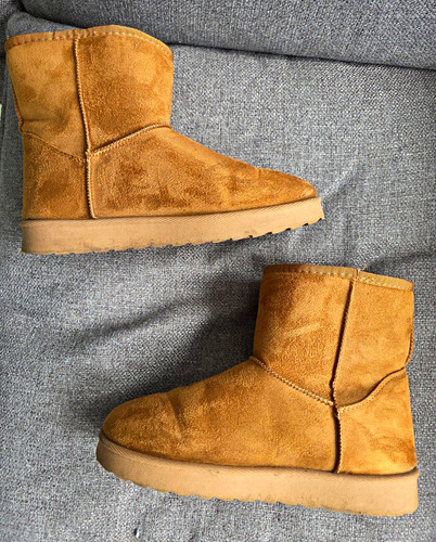 Women brown suede faux - faux, fur