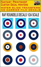 RAF ROUNDELS DECALS WATER SLIDE TRANSFERS  1/24 SCALE MODELS PLANES R.A.F JETS
