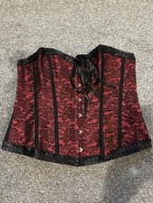 Corset Red & Black Sexy Satin Corset Basque Size 3 XL Steampunk Burlesque NEW