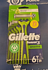 Gillette SENSITIVE Sensor3 Comfort Gel 6 Razors Up To 72 Shaves  Gentle Shave