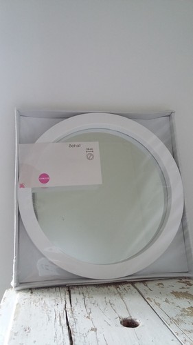 Round mirror white - 28cm, in