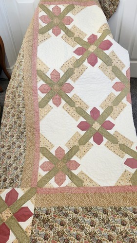 Pink green floral - pink, patchwork