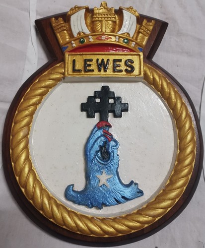 Hms lewes ship crest plaque - hms,