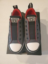 Youth  Junior Converse Slip-On Shoes Cool Grey/Enamel Red/White 1 2 3 11 12 13