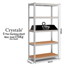 5 Tier Racking Shelf Heavy Duty Garage Shelving Storage Shelves Unit 180x90x40cm