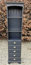 DUCAL TALL SLIM  LIGHTLY DISTRESSED SOLID PINE CABINET PITCH BLACK FARROW & BALL