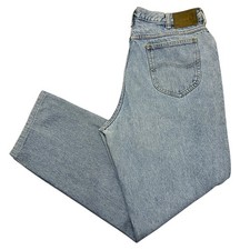 Vintage Lee Jeans Relaxed Straight Fit Blue Mens 34W 30L 100% Denim Zip Fly