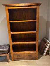 Tall bookcase with drawers in solid mango wood, excellent condition 