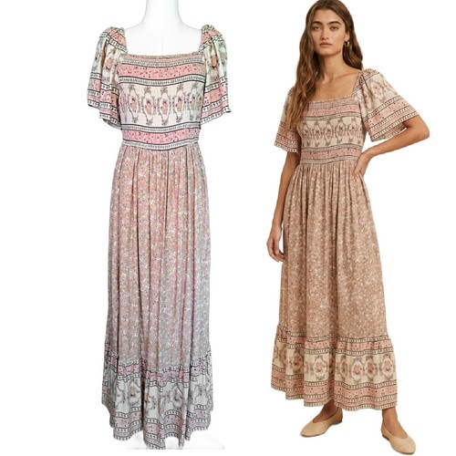 Bohme floral smocked maxi - floral,