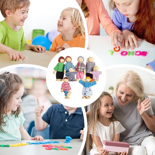 Wooden family doll set - set, 8