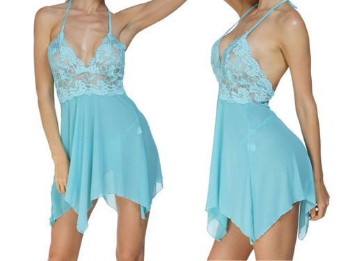 Women sexy babydoll blue sheer - women,