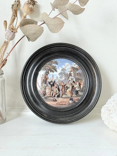 Antique prattware pot - lid, in