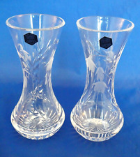 Stuart Crystal Cascade / Fuschia Pair of Vases– 20.2cms Tall- 1st Quality