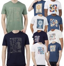 Ben Sherman Mens Printed T-Shirts Short Sleeve Crew Neck Summer Cotton Tee New