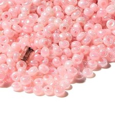 Lot (3500) Vintage Czech pink lustre micro seed glass beads