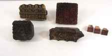 Job Lot 7 x Vintage Indian Wooden Decorative Textile Printing Blocks   #K4