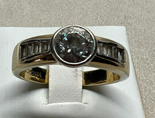 Lovely Elegant Art Deco Style TOVA Zircon Gold Plated 925 Silver Ring Size U 5g