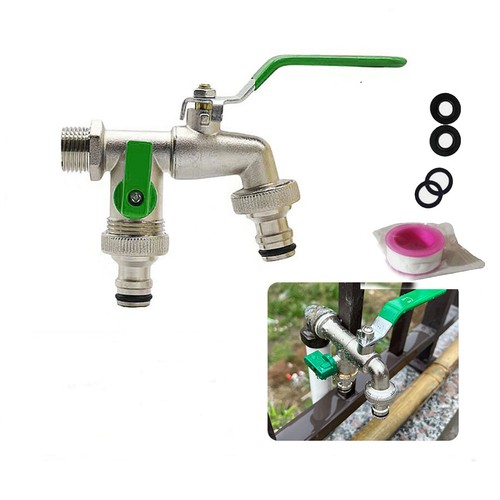 Double garden tap with 2 - garden, 1/2