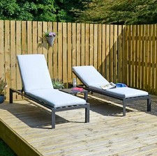 Sun Lounger Set Table Grey