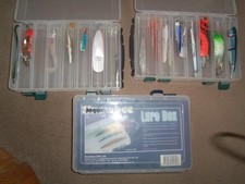 Bass salmon lures and lures boxes top water soft platics hard plastics yozuri 