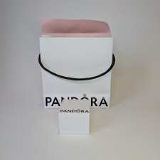 Pandora Official Packaging - White Logo Bag with Black Rope Handle & Small Box