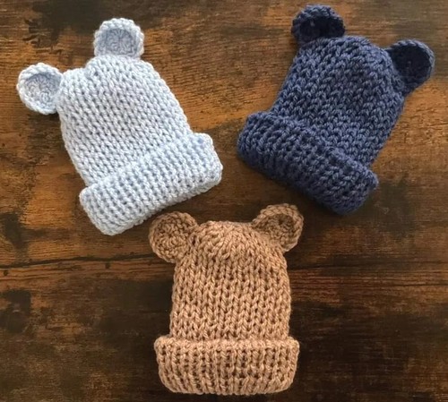 Hand knitted dolls hats - hand,