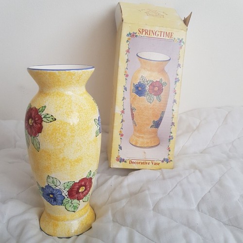 Yellow ceramic vase hand - yellow,