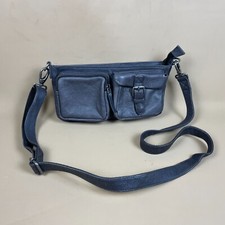 Fat Face Messenger Bag Crossbody Handbag Charcoal Grey Leather Zip Up Satchel