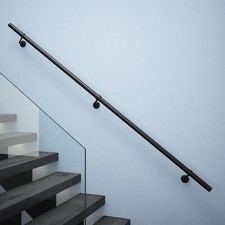 Rothley Internal Handrail Matt Black 2.4m Easy Fit Metal Staircase Bannister Kit