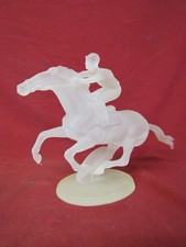 VINTAGE TRANSLUCENT RESIN RACE HORSE & JOCKEY SCULPTURE