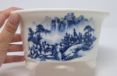 Bonsai pot ceramic blue - bonsai,