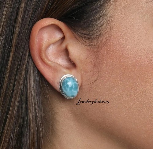 Natural larimar stud - larimar,