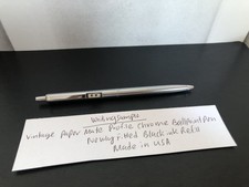 Vintage Paper Mate Profile Brushed Chrome Ballpoint Pen with newly Fitted Refill
