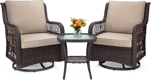 3pc wicker patio bistro set - 3pc,