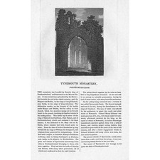 TYNEMOUTH MONASTERY Northumberland - Antique Engraved Print 1818